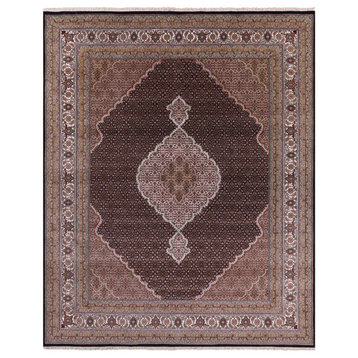 8' 0" X 9' 11" Persian Tabriz Wool & Silk Hand-Knotted Rug - Q13010