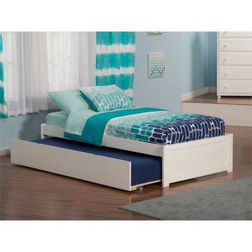 AFI Concord Twin XL Solid Wood Platform Panel Bed with Twin XL Trundle in White