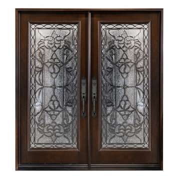 Wood Front Entry Double Door, Left Hand Swinging, 30x30x80"