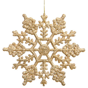 Glitter Snowflake Ornaments, 12/Pvc Box, 6.25", Gold
