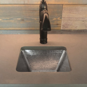 15" Square Hammered Copper Bar/Prep Sink in Nickel (BS15EN3)