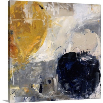 "Gold Grey and Blue" Canvas Art, 36"x36"x1.25"