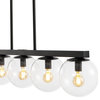 Luca Parisian 45.5" 5-Light Modern Glam Globe Linear LED Pendant, Black/Clear
