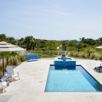 Linear Pool with Elevated Spa and Fire Bowl