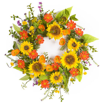Sunflower Wreath 22"D Polyester/Plastic