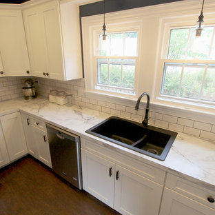 White Kitchen with Marble Look Laminate Countertop ~ Akron, OH