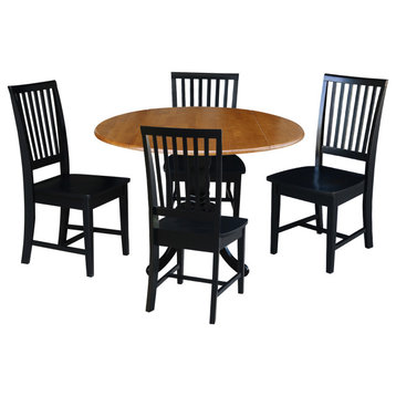 42"Dual Drop Leaf Dining Table with 4 Slat Back Dining Chairs
