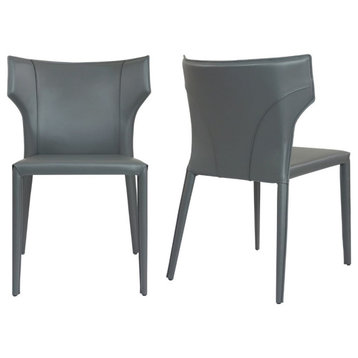 Elite Living Adoro, Set of 2, Wingback Stackable Dining Chair, Gray