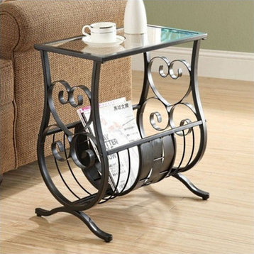 Accent Table Side End Magazine Nightstand Narrow Bedroom Metal Black