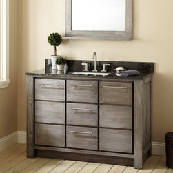 48" VENICA TEAK VANITY FOR RECTANGULAR UNDERMOUNT SINK - GRAY WASH - Bathroom Vanities And Sink Consoles