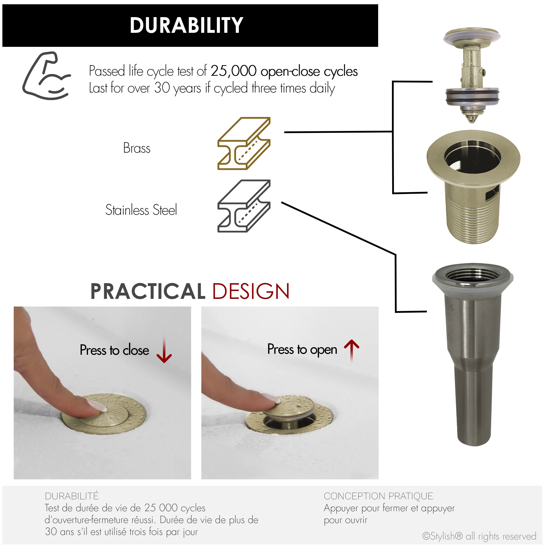 STYLISH Single Handle Brushed Gold Vessel Bathroom Faucet with Pop Up Drain