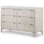 Four Hands - Viggo 6 Drawer Dresser-Vinatge White Wash - Vintage white oak is finished with a dry hand for a light look, while a top of white Italian marble offers a sophisticated material mix. Six spacious drawers bring generous storage space to the bedroom.
