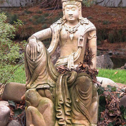 Hand Carved Limestone Balinese Prince - Garden Statues And Yard Art