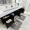 Madison 84" Free Standing Double Sink Vanity with Reinforced Acrylic Sink, High Gloss Black