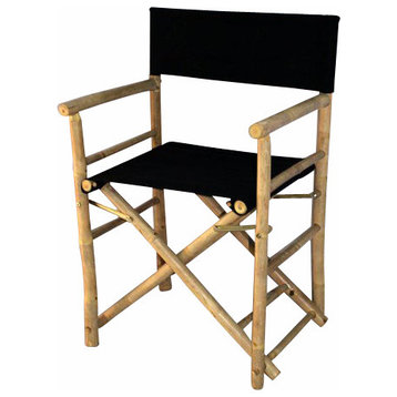 Set of 2 Pieces Bamboo Director Chair, Black Canvas, 23"W x 19"D x 35"H