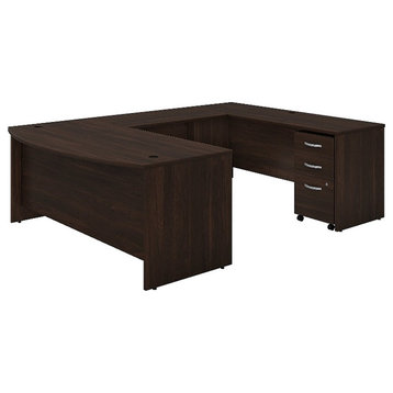 Studio C 72W x 36D U Shaped Desk with Drawers in Black Walnut - Engineered Wood