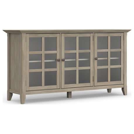 Simpli Home Acadian Wood 62" Transitional Cabinet in Gray