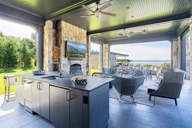 Example of a mountain style patio design in New York