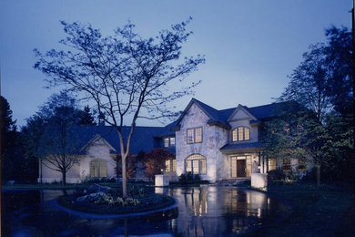 Example of a transitional exterior home design in Detroit