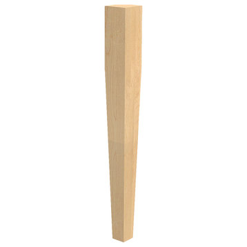 35-1/4" Tall 4 Sided Square Tapered Kitchen Table Leg, Alder