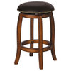 Chelsea Swivel Counter Height Stool, Black Leather and Vintage Oak Finish