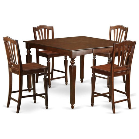 East West Furniture Chelsea 5-piece Wood Dining Table Set in Mahogany