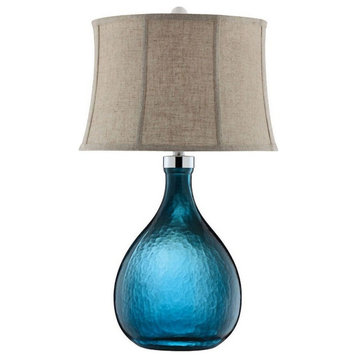 Blue Gourd Table Lamp Made Of Glass And Steel A 3-Way Switch - Table Lamps