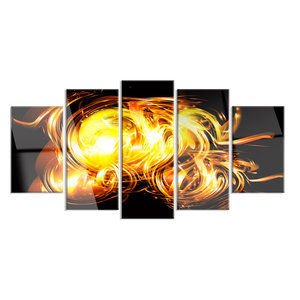 Large Abstract Glossy Metal Wall Art,Black,60x32 Designart MT14164-373 Bright Wave Particle in Air on Black