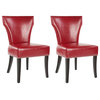 Kash 22'' H Dining Side Chairs set of 2 Silver Nail Heads Red