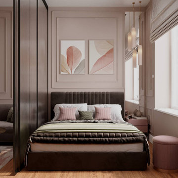 Bedroom & Living Room with Ribbed Glass Partition | 38.5 m² Apartment