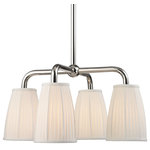 Hudson Valley Lighting - Malden, 4 Light, Chandelier, Polished Nickel Finish, White Fabric - Our Malden family's all about the shade and the shape. The shades are large with a unique gentle curve. Their delicate pleats contrast with weighty tubing for the rest of the fixture.