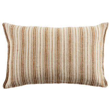 Jaipur Living Lucien Striped Pillow, Cream/Gold, 13"x21", Polyester Fill