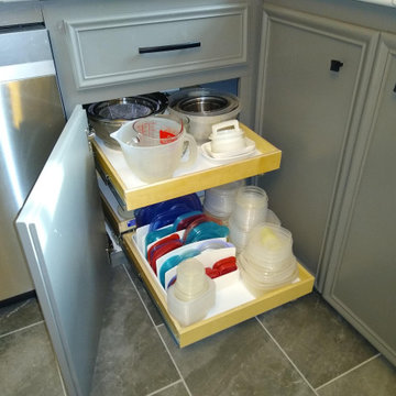 Pull outs shelves make pantry more useful