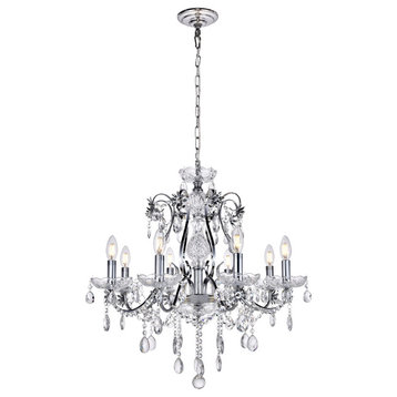 Voltaire Collection Chandelier, 26"x25" 8-Light, Chrome Finish