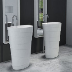 Turin Freestanding Solid Surface Stone Pedestal Sink - Bathroom Sinks