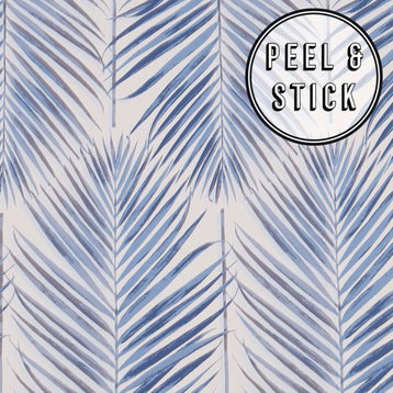 Transform Palm Leaves Peel and Stick Wallpaper, Blue