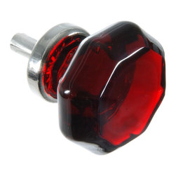 CKP - CKP Elegance Knob, Royal Red Glass, Nickel Base - Cabinet And Drawer Knobs