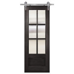 BarnDoorz - 6 Lite SDL 96" Door, 36"x96" - The 6 Lite SDL 96" Door in the BarnCraft collection is available in Mahogany wood with 27 different finishes - or unfinished. The 6 Lite SDL 96" Door all has 2 choices in size and 4 glass textures to choose from. All doors are 1.75" thick. Mahogany varies from rich golden to deep brown colors and has a straight to wavy, even grain that has a beautiful sheen when finished. Features: - Single-thickness tempered safety glass - Clear Glass - Flemish Glass - Rain Glass - Water Glass - 32" x 96", 36" x 96" - Mahogany Wood If you'd like to see the finishes in person before ordering a door, finish samples are available for purchase. Click here. *** Door ships out FedEx Freight. FedEx Freight delivers curbside. Fully built doors arrive in large box. Customers are responsible for transporting the door package from delivery truck to location. All BarnCraft Barn Doors are meant to be used in a sliding function only, and in interior applications.