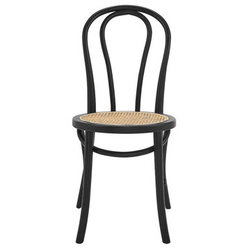 Marko Side Chair, Matte Black With Natural Seat
