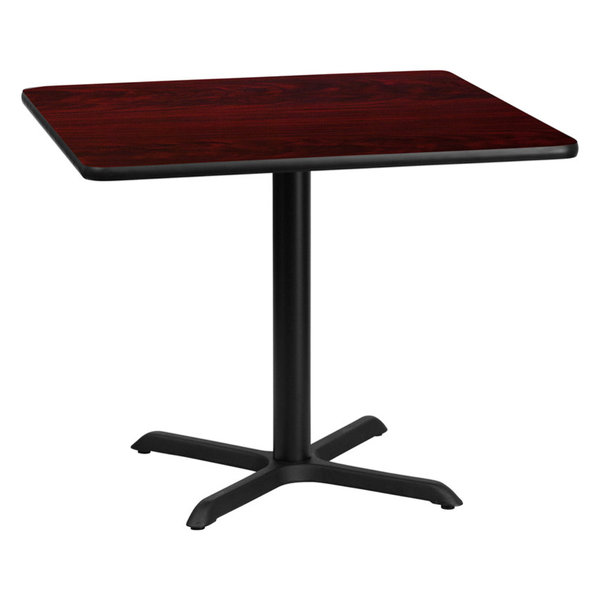 36'' Square Mahogany Laminate Table Top w/ 30'' X 30'' Table Height Ba