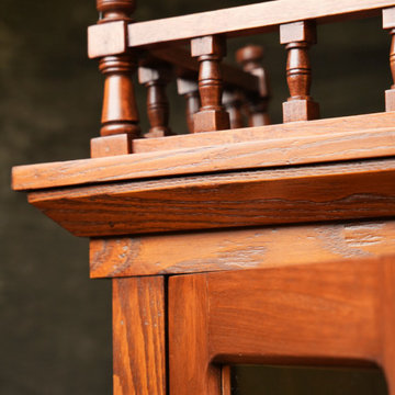 Trim Repair and Full Restoration: Documented 1894 Bookcase on Table