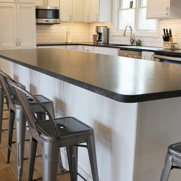 Geneseo, IL- White Painted Kitchen with Matte Black Granite and Subway Tile