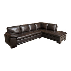 Long Sectional Sofas Houzz Abbyson Living Devonshire Leather Sectional Sofa Brown