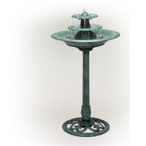 Download Alpine Tiered Fish Pedestal Garden Fountain And Birdbath Dark Green 40 Tall Beach Style Outdoor Fountains And Ponds By Benzara Woodland Imprts The Urban Port Houzz