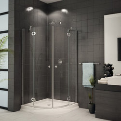 Fleurco Platinum Diva 36" x 36" Corner Round Shower Door- Glass to Glass Hinges - Bath Products