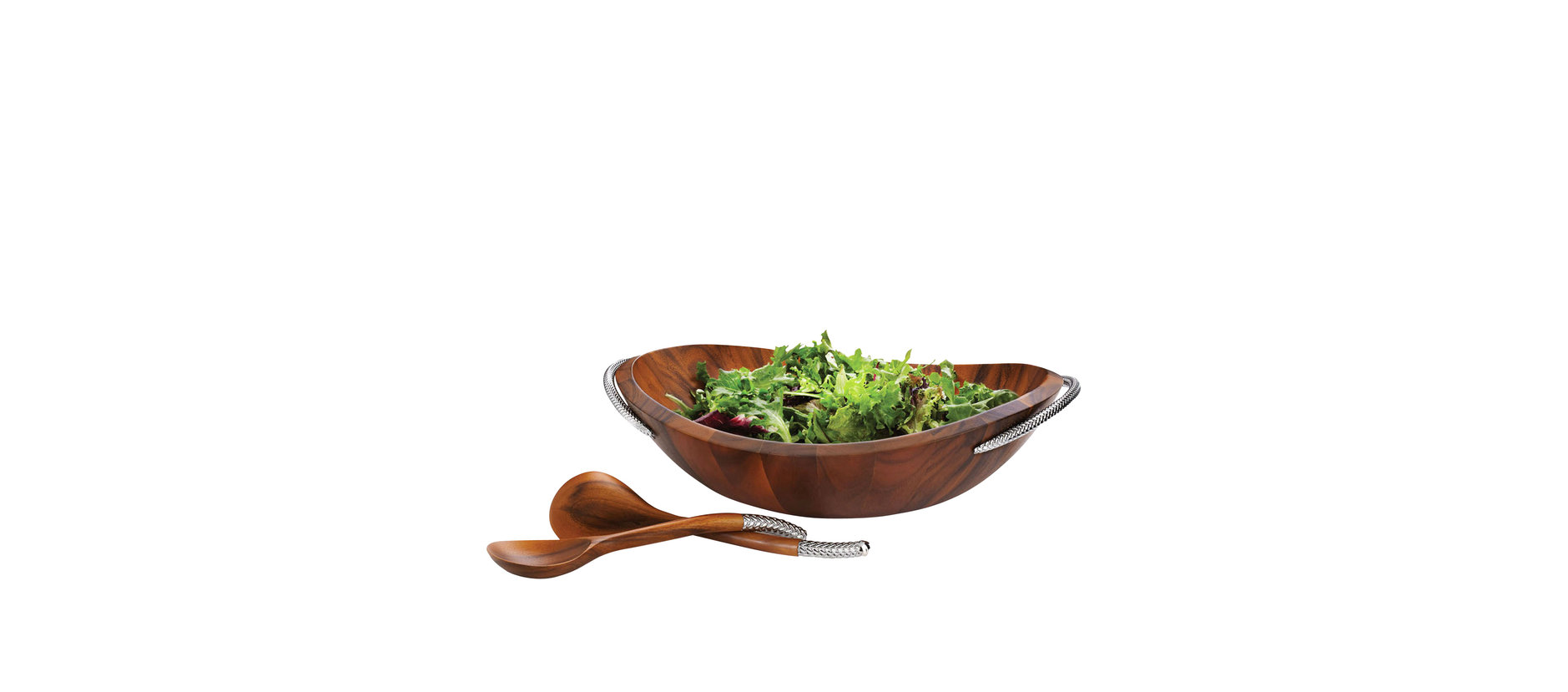Nambé Braid Salad Bowl With Servers