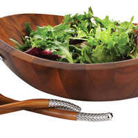 Nambé Braid Salad Bowl With Servers