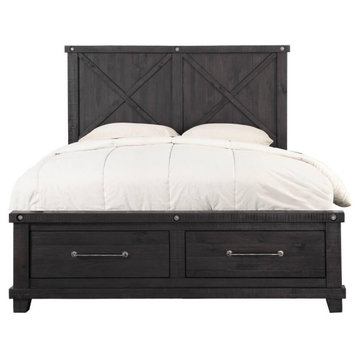 Crafters and Weavers Oak Park Cross Bar 2 Drawer Storage Bed, King