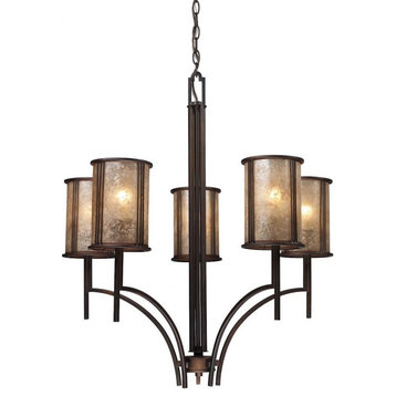 Traditional Cottage Five Light Chandelier in Aged Bronze Finish - Chandelier