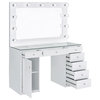 Coaster Percy 7-Drawer Wood & Glass Vanity Desk with LED Lighting in White